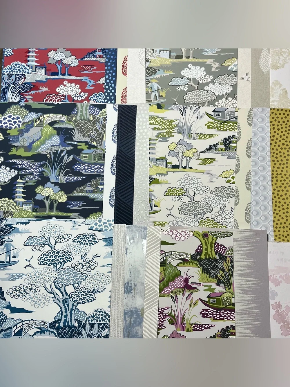 24 Large Assorted Designer Multicolor Wallpaper Sample Sheets Scenic Patchwork